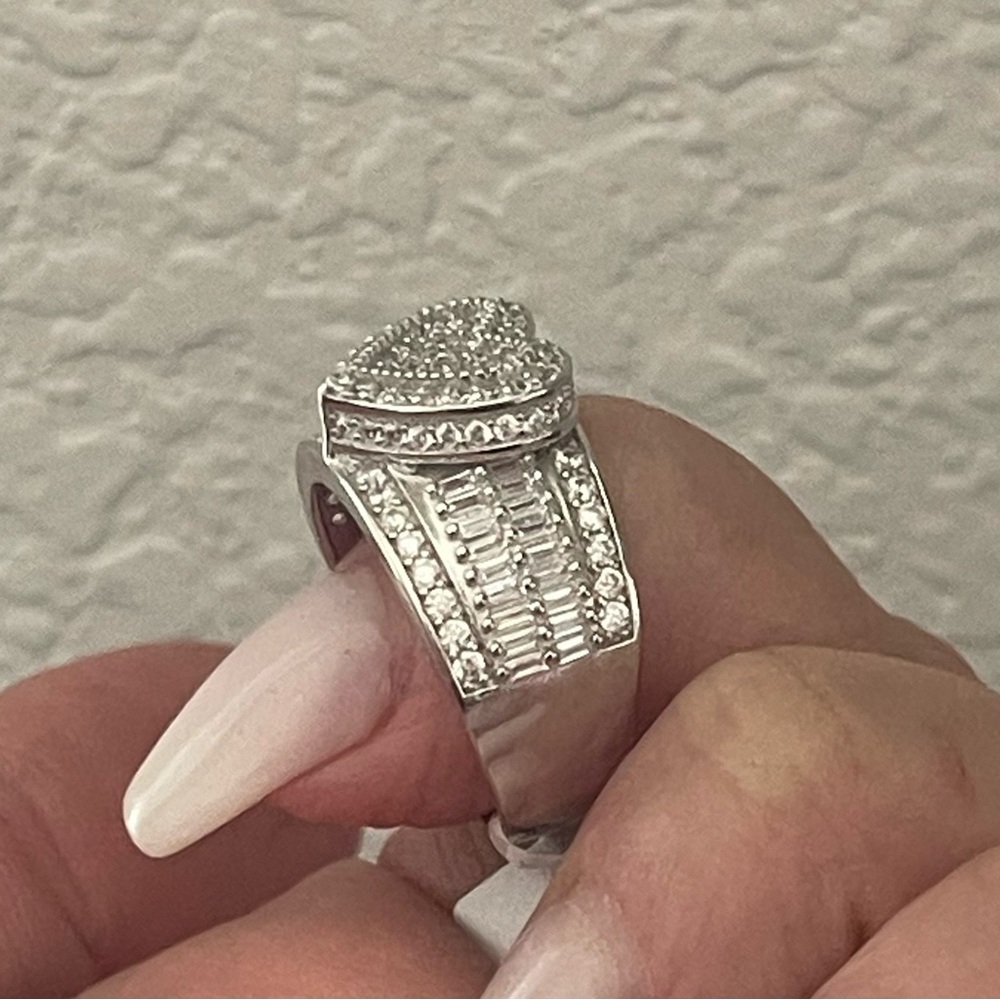 Solid 925 Sterling Silver Big Heart Ring Size 7,8… - image 2